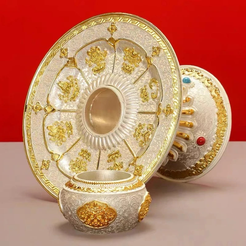 support bol or argenté orné gemmes élégant luxueux traditionnel bol blanc inclusion