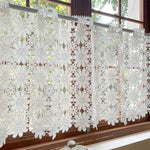 rideau dentelle florale blanc translucide vintage shabby chic rustique motif marguerites chambre cuisine