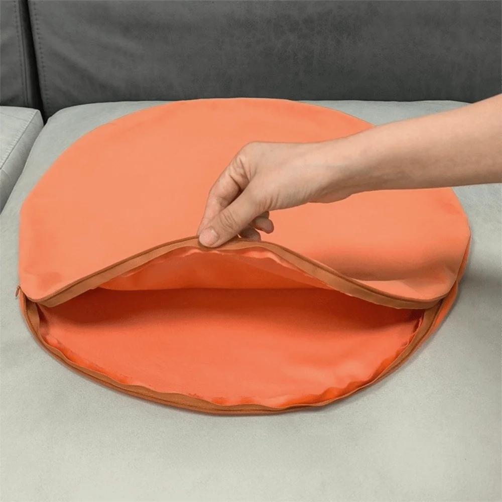 housse coussin velours 40cm ronde fermeture eclaire non toxique polyestre maison decorative confortable