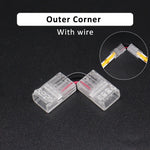 connecteur led transparent sans motif cob smd clip fixation câble raccordement pragmatique ip20 ip65