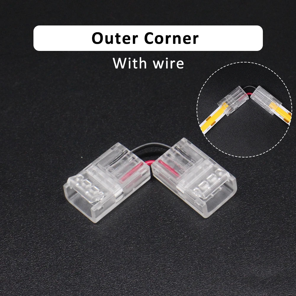 connecteur led transparent sans motif cob smd clip fixation câble raccordement pragmatique ip20 ip65