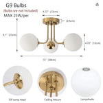 luminaire moderne or noir globes verre opaques semi suspendus métal