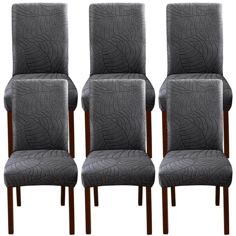 housse chaise velours motif feuilles extensible élastique fauteuil salle manger moderne