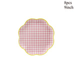 serviettes papier festives carreaux fruits pommes poires anniversaire mariage printemps orange rose