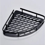 étagère salle bain adhésive noir argenté moderne minimaliste niveaux rondes perforées 10kg charge