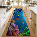tapis bleu coraux poissons antidérapant polyester salon cuisine chambre océan décoration maison