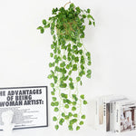 plantes artificielles suspendues feuilles vertes modernes extérieures clips métalliques vigne accrochées extérieur exposition mariage