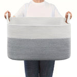 panier rangement tissé polyester pliable beige blanc rayures horizontales moderne rustique