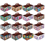boîtes rangement multicolores imprimées florales animaux oiseaux moderne poignées bois