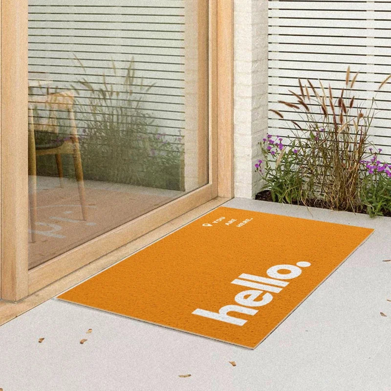 tapis d'entrée moderne lettre hello bleu antidérapant résistant extérieur 40x60cm 50x70cm 60x90cm
