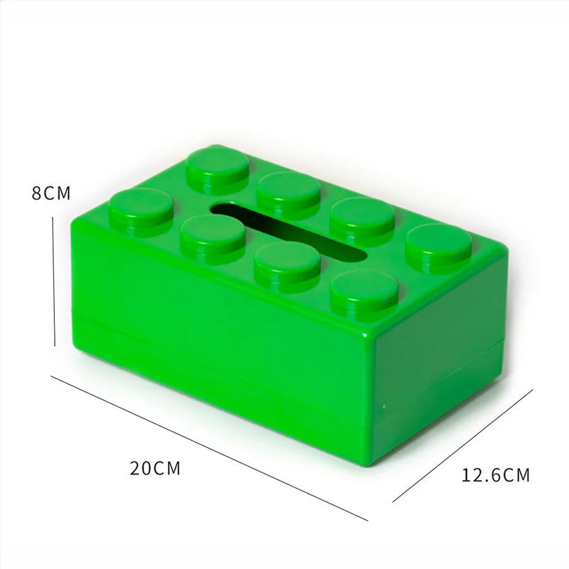 boîte mouchoirs moderne blocs construction lego blanc jaune vert bleu rouge noir fixée mur