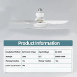 ventilateur lumière led télécommande ailes noires blanches moderne chambre cuisine
