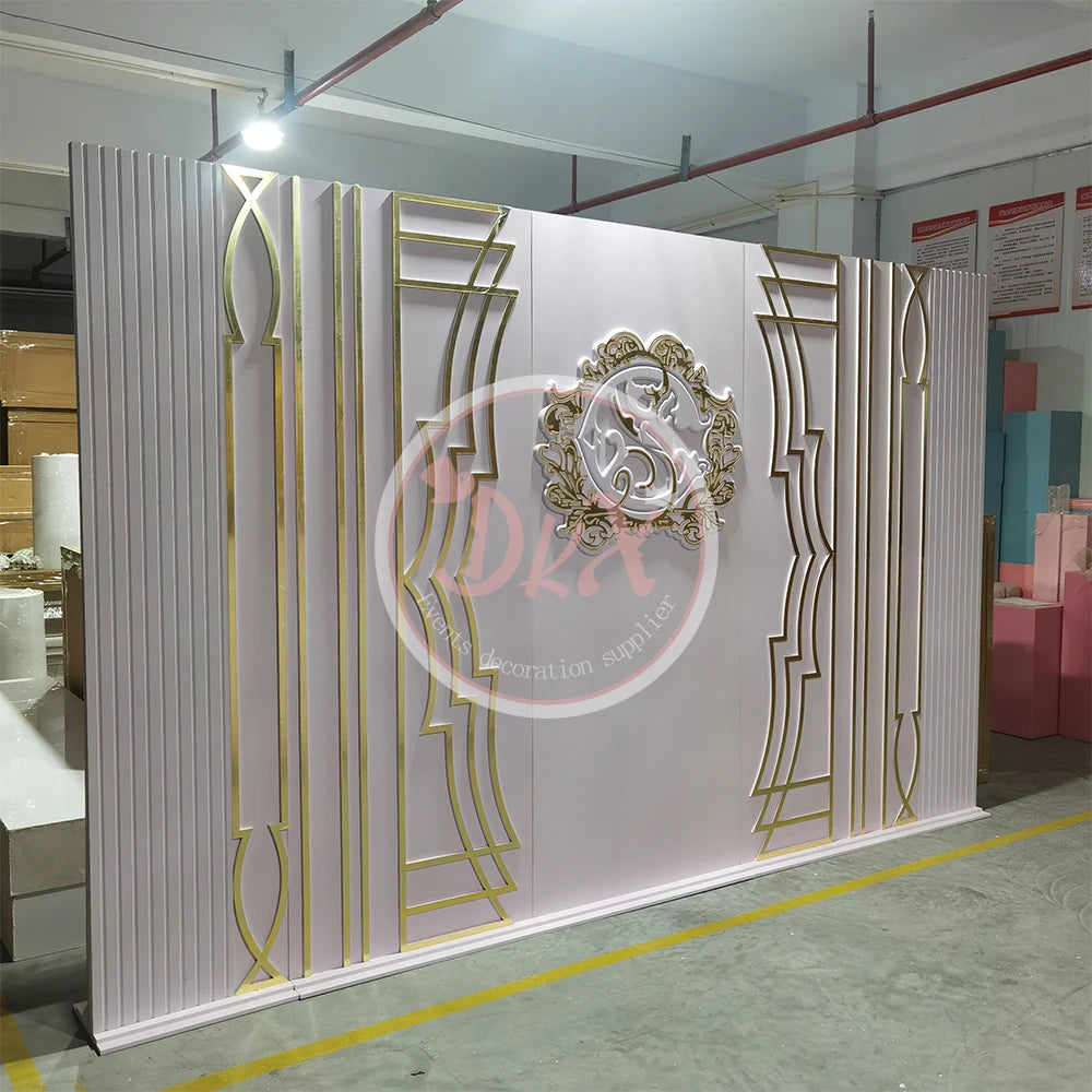 panneau décoratif mariage anniversaire fête blanc doré ornements floraux géométriques art déco pvc acrylique