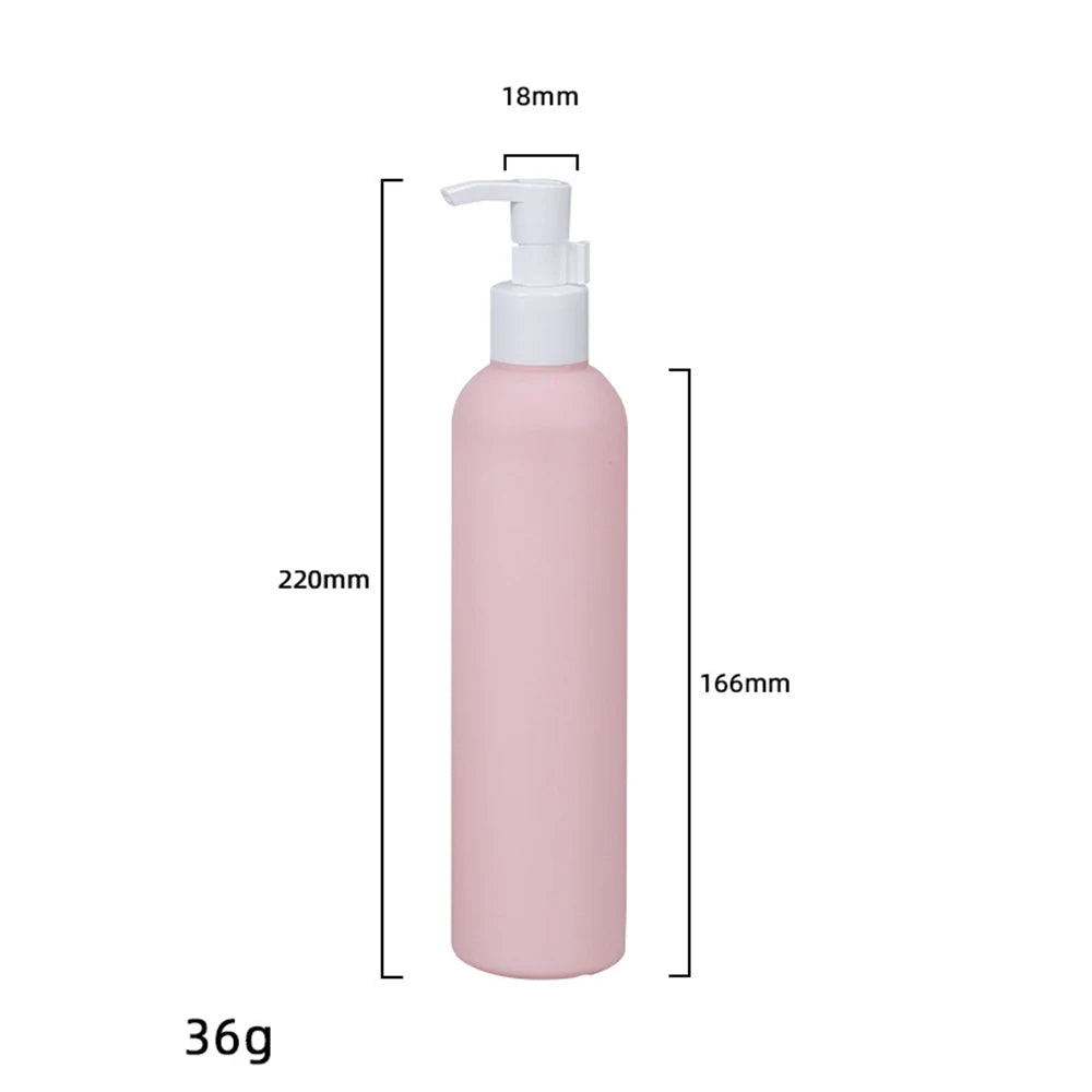 flacon cosmétique rose pâle 200ml 300ml bouchon blanc moderne salon