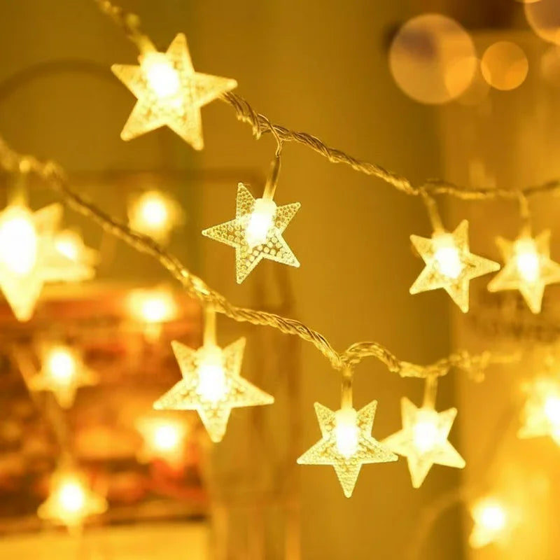 guirlande lumineuse étoiles dorées blanc multicolore noël extérieur mariage chambre