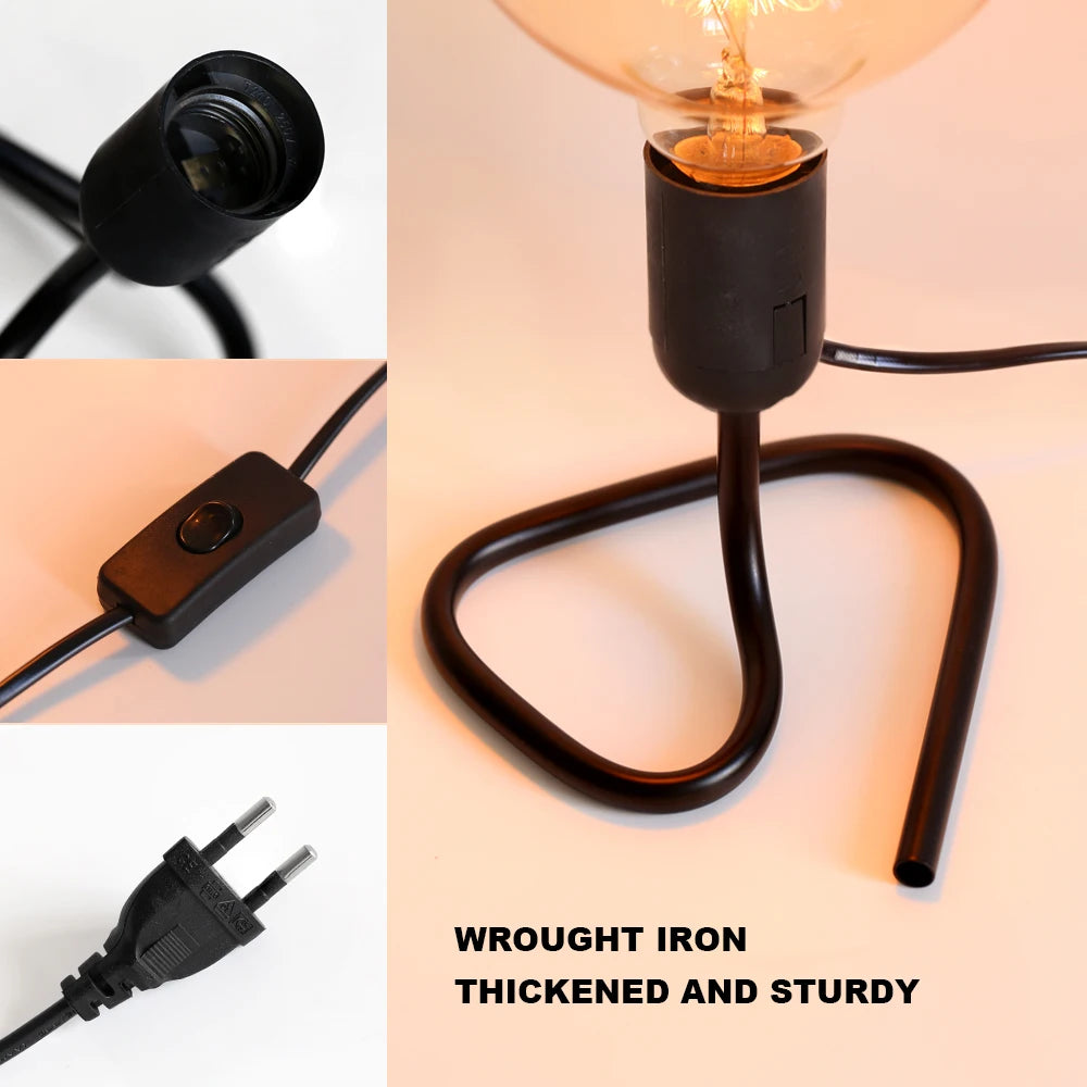 lampe table moderne interrupteur prise ue noir sans ampoule vintage