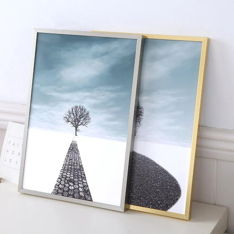 Cadre photo en aluminium argent 30x45 avec photo de paysage