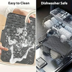 tapis drainage vaisselle silicone gris moderne rayures diagonales respectueux environnement 40x32.5cm
