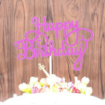 décoration gâteau happy birthday lettres stylisées couleurs unies moderne élegants pique enfant fête anniversaire