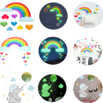 stickers muraux décoratifs enfants nuages lune étoiles arc ciel cœurs phosphorescents opaques animateurs