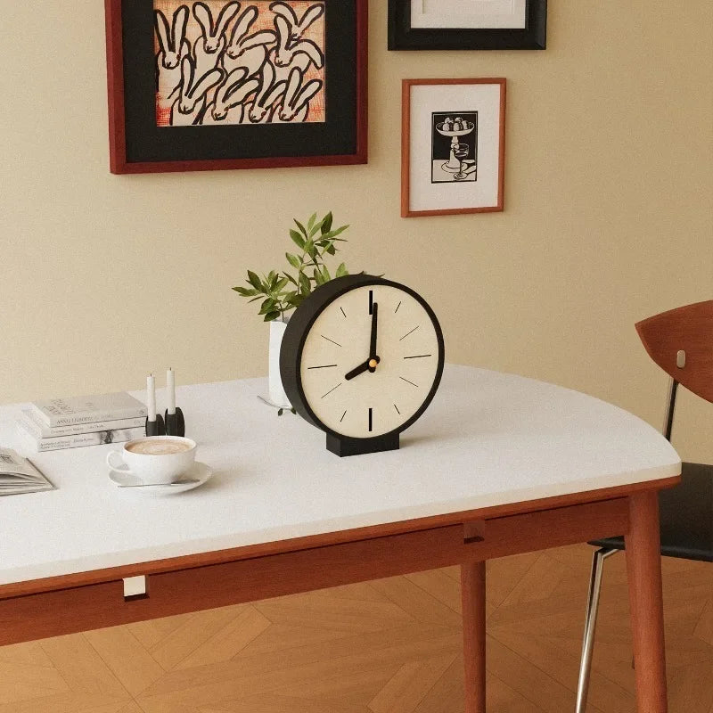 horloge murale double face noir blanc aiguille digitale minimaliste salon decoration