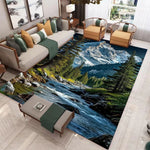tapis paysage naturel moderne cascade forêt bleu vert blanc gris durable maison hôtelextérieur