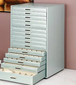 coffret bijoux moderne simili cuir noir blanc vert compartiments poignées dorées stockage sécurité