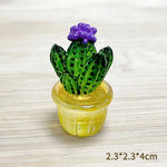 miniature cactus résine verte jaune rouge artisanale transparente décoration extérieure succulente