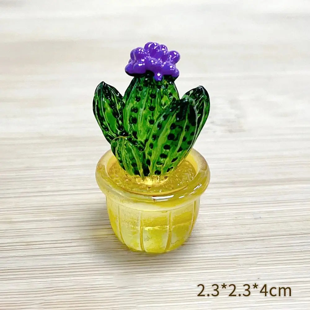 miniature cactus résine verte jaune rouge artisanale transparente décoration extérieure succulente