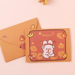 cartes postales anniversaire ours lapin dessins animés bleu rose violet mignon cartoon