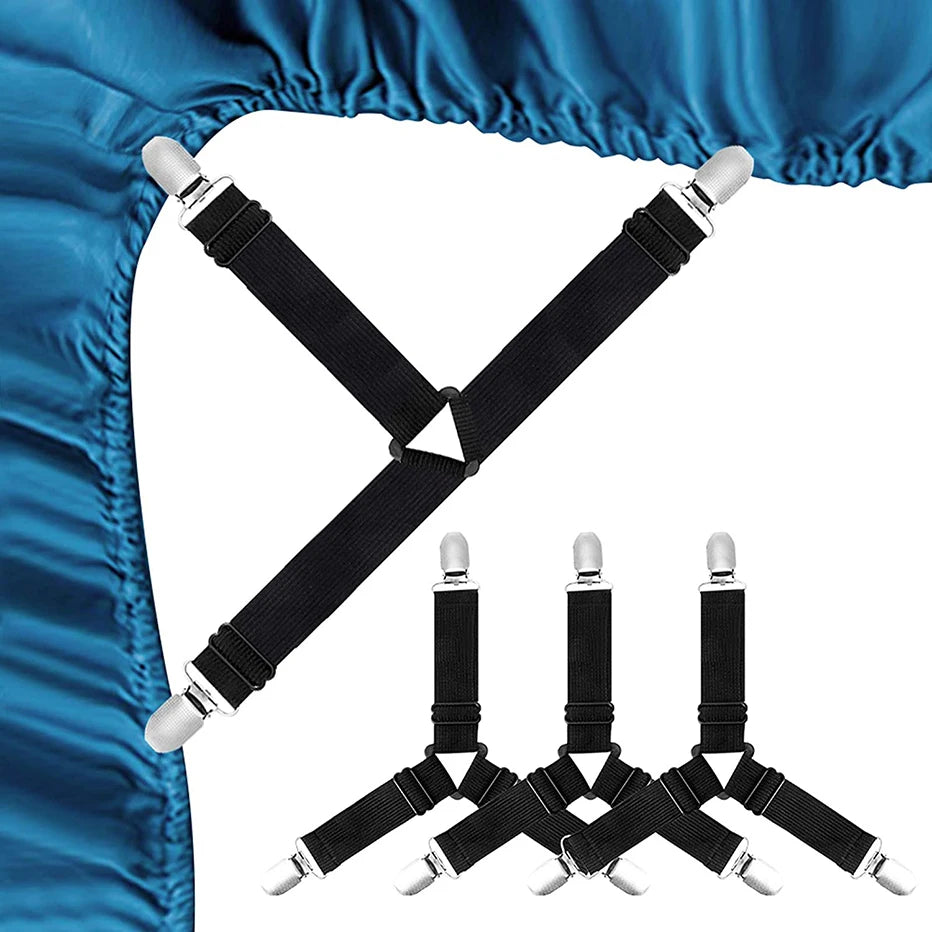 attache élastique lit clips métalliques tissu uni polyester coton moderne bleu noir blanc qualité