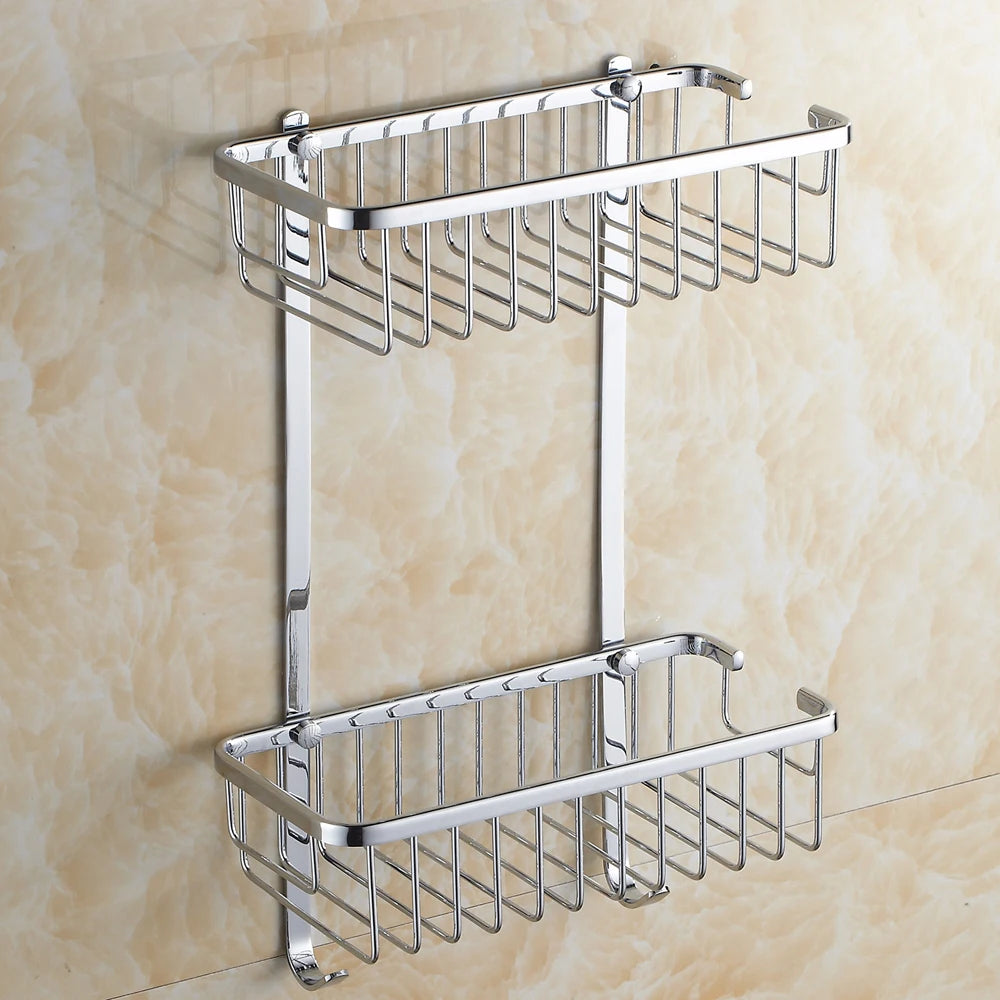 étagère salle bain double niveau or chrome moderne minimaliste clips inclusion vis écrous