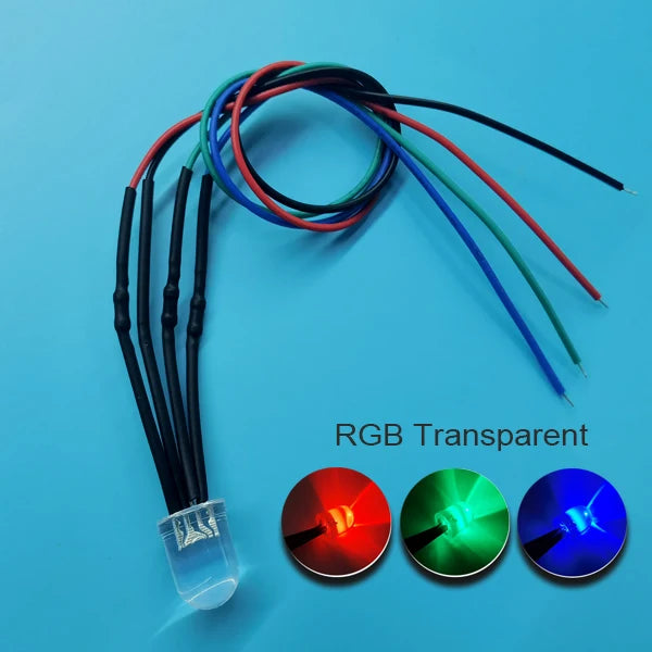 Diodes led rouges bleues vertes transparentes pré câblées 12V ronde modernes 20cm
