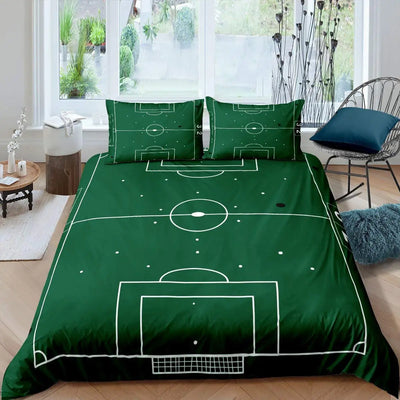 Housse de couette football verte personnalisable pour chambre garçon