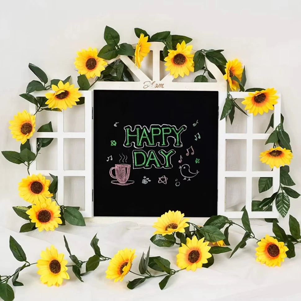 guirlande fleurs tournesol artificielles jaune vert feuilles mariage extérieur décoration maison festive anniversaire babyshower
