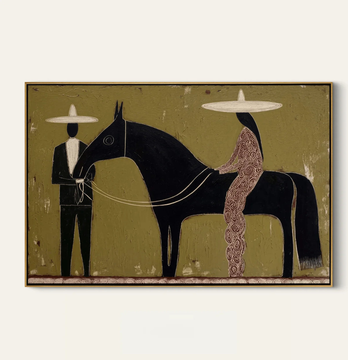 tableau abstrait moderne toile minimaliste noir beige rose pâle sans cadre impression toile rectangle