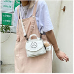 sac bandoulière femme toile imprimé chat blanc moderne décontracté polyvalent