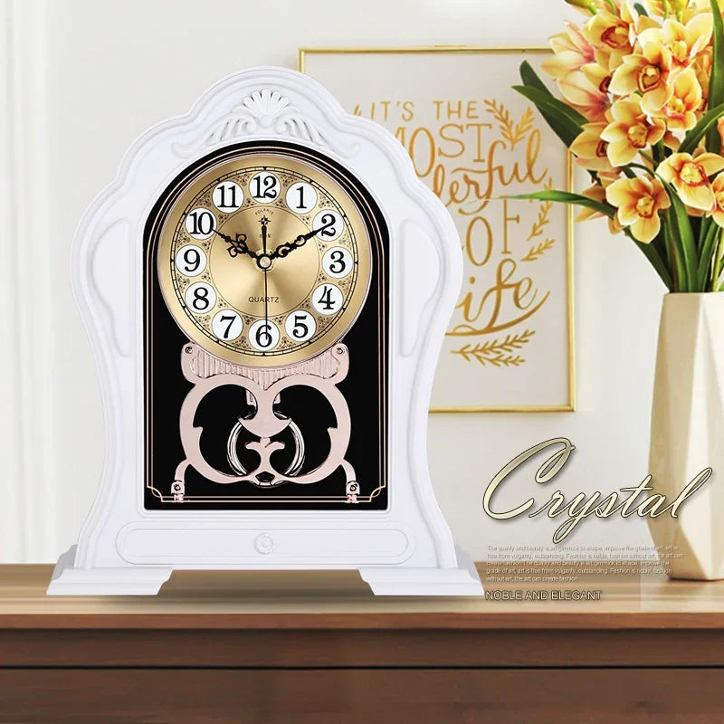 horloge décorative marron foncé rétro chiffres arabes transparente fleurs artificielles vintage européenne