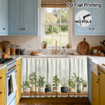 rideau moderne plante verte pots différents cuisine opacité clips fixations polyester machine wash