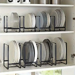 support assiettes noir blanc moderne minimaliste cuisine rangement vertical horizontal ustensiles