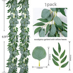 guirlande murale feuilles eucalyptus saule vert naturel rustique 200cm decoration extérieure bohême realiste