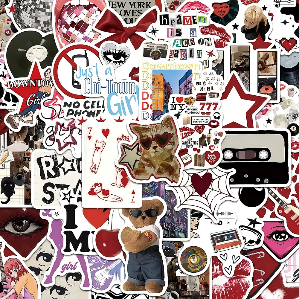 stickers pop art multicolores adhésifs animaux visages tendance jeunes filles décoration chambre ordinateur téléphone