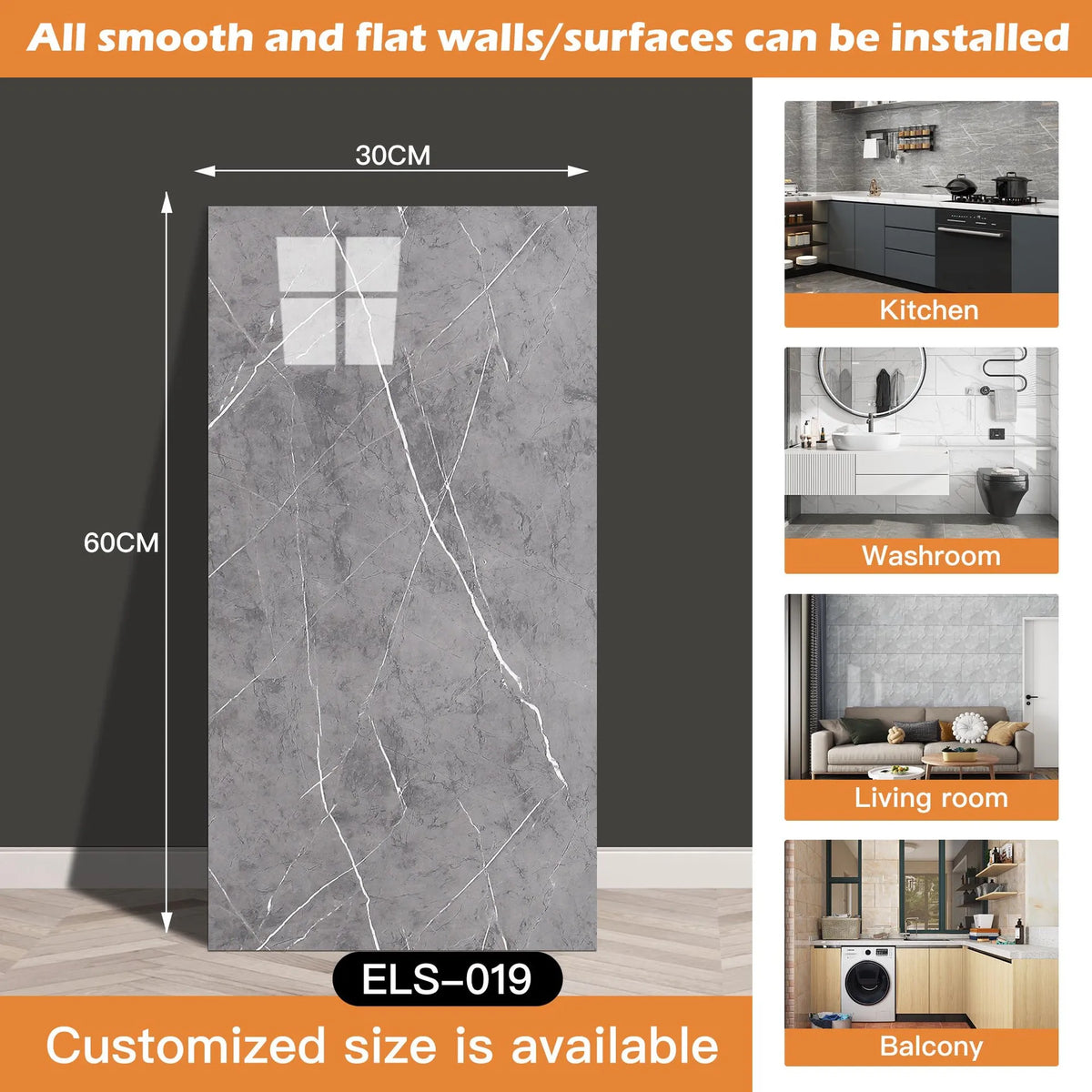 panneau decoratif mural marbre gris clair moderne adhésif imperméable resistant rayures tache d'eau cuisine