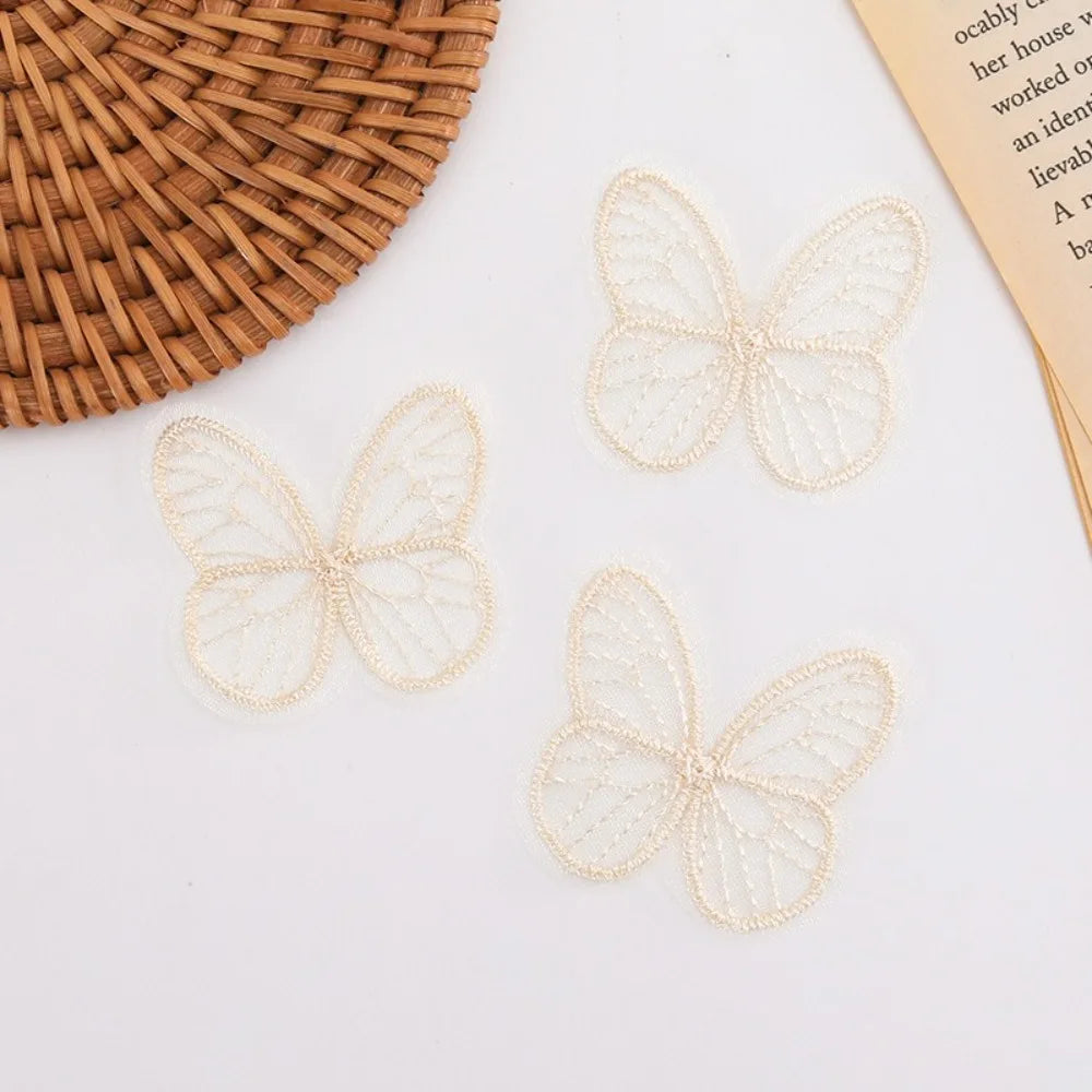 appliques papillon dentelle brodée transparentes couleurs variées polyester 4.5cm 4.0cm DIY trims patches oniriques