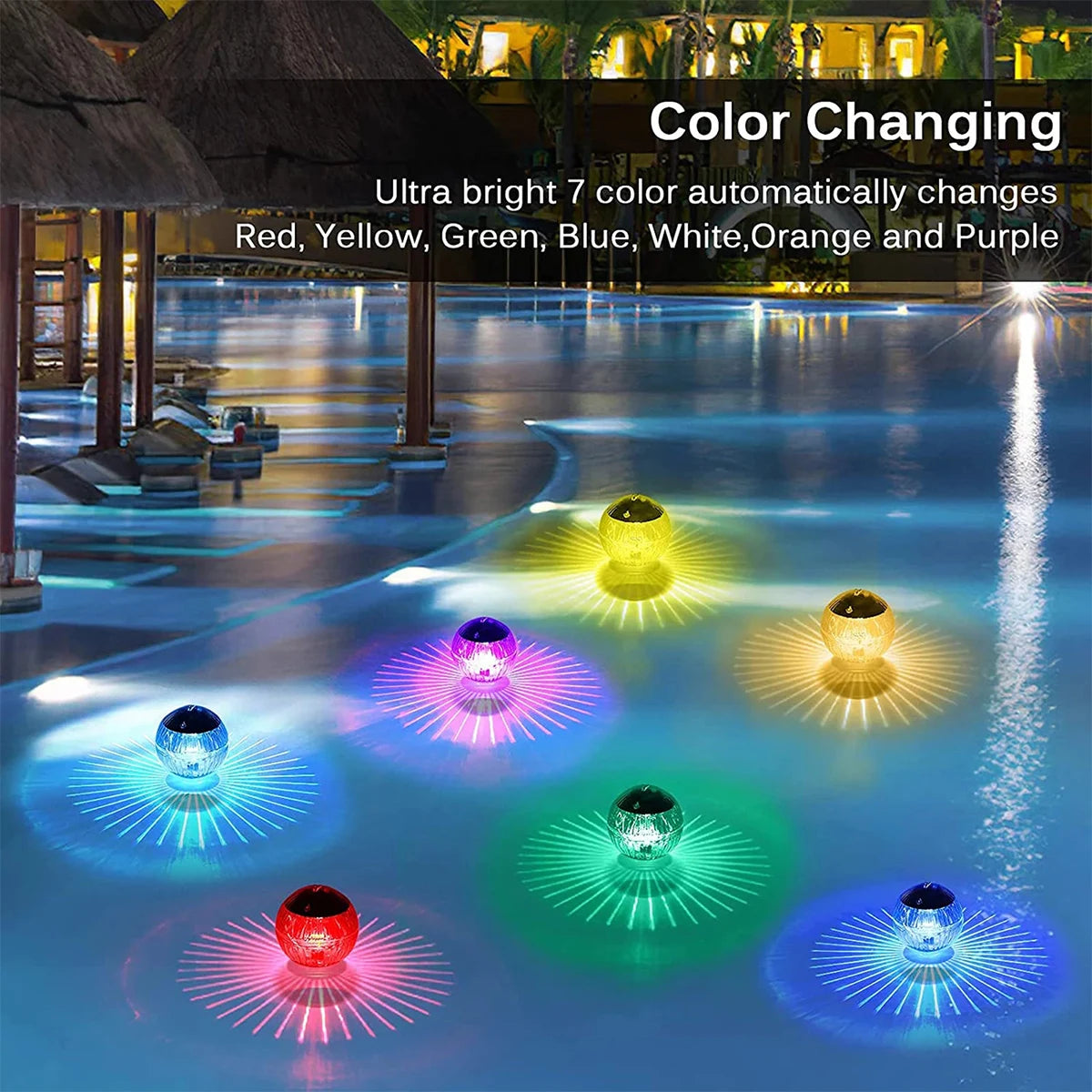 boule lumineuse solaire ip44 led moderne transparente rayures horizontales piscine jardinextérieur