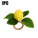 anneau serviettes citron feuilles vertes deco naturelle table occasionnelle festive respectueux environnement pack variante