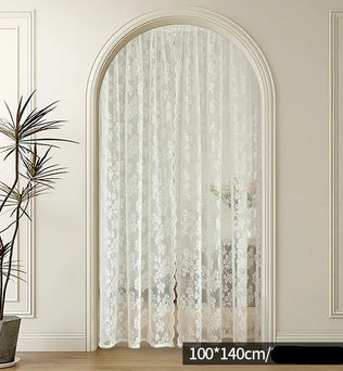 Rideau bonne femme blanc en dentelle pour arche, dimensions 100×140 cm