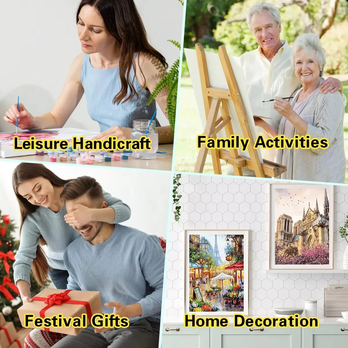 peinture numérique adulte paysage village côtes toile moderne kit géométrique guide couleurs