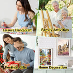 puzzle paysage champêtre fleurs arbres montagnes peinture huoil opacité diy pinceaux toile guide couleurs