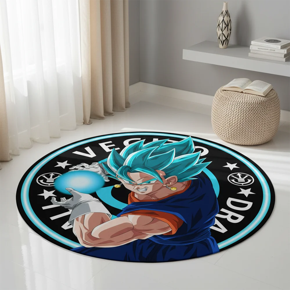 tapis dragon ball personnages dessins animés noir blanc bleu orange rose jaune gris